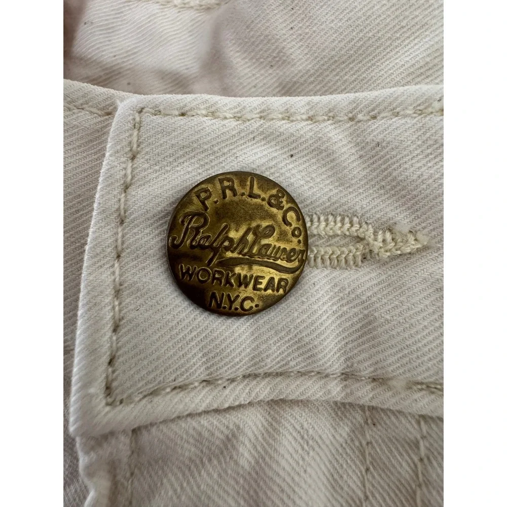 Polo Ralph Lauren Dungaree Shorts sz 36 Off White Paint Splatter Raw Hem